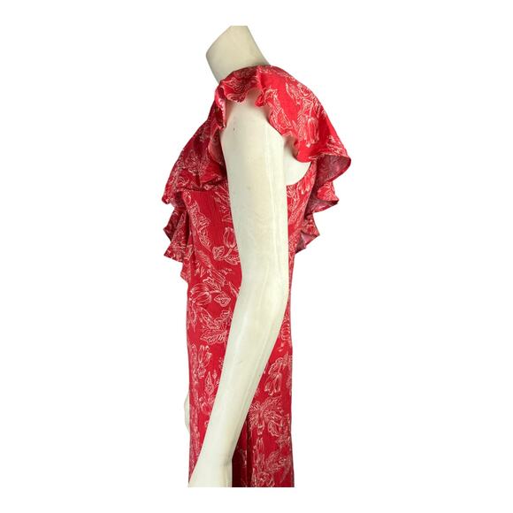 Amuse Society Floral Midi Dress one shoulder ruffled sz Small Womens - Picture 13 of 13